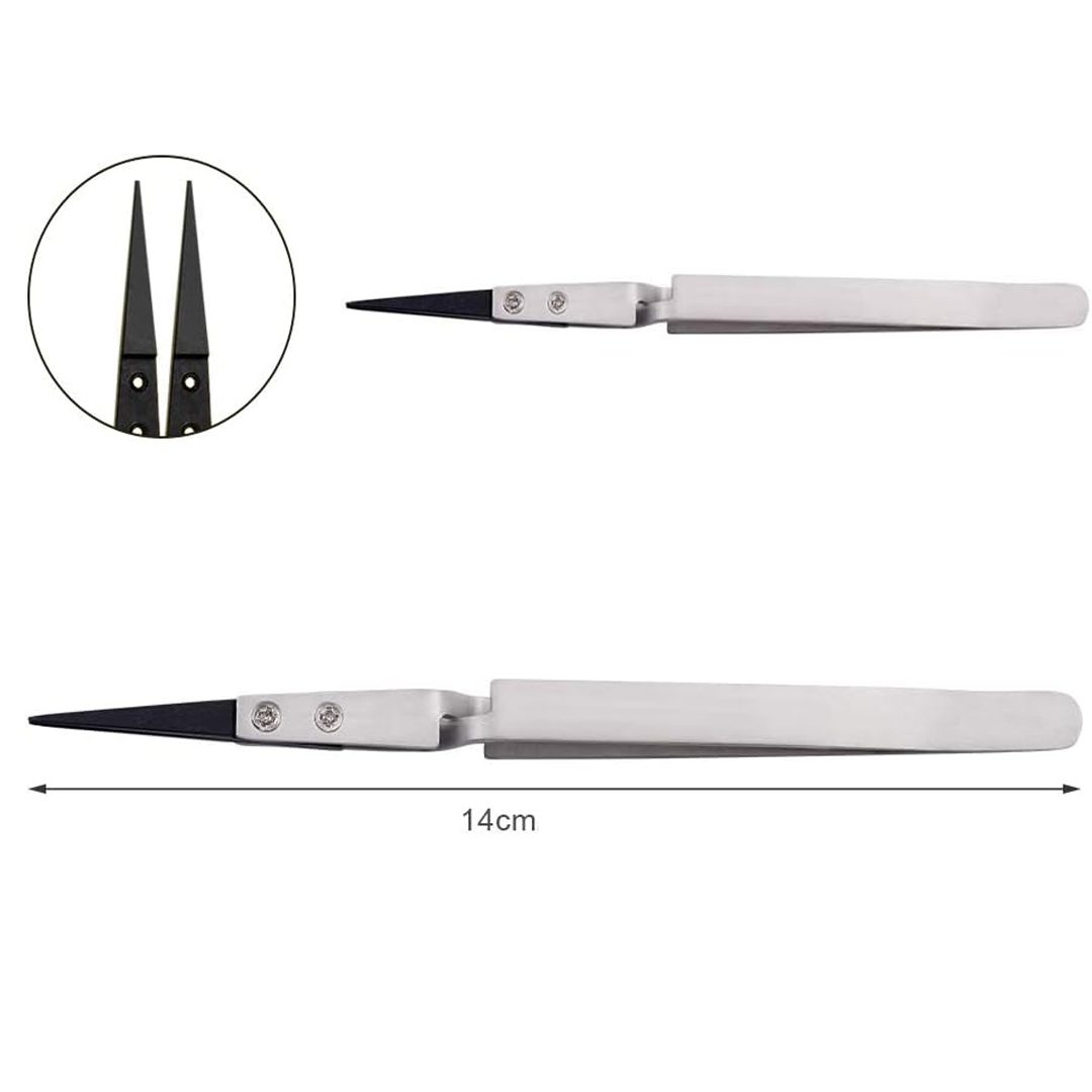 ST-12 Reversed Stainless Steel Tweezer With Ceramic Black Tip - Image 4