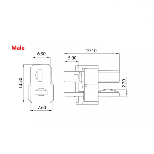 T-Type Battery Connector Male 2 Pin - Image 3