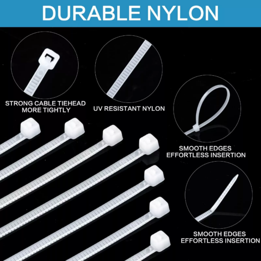 White Nylon Cable Tie 7.6 x 500 mm (Pack of 100) - Image 3