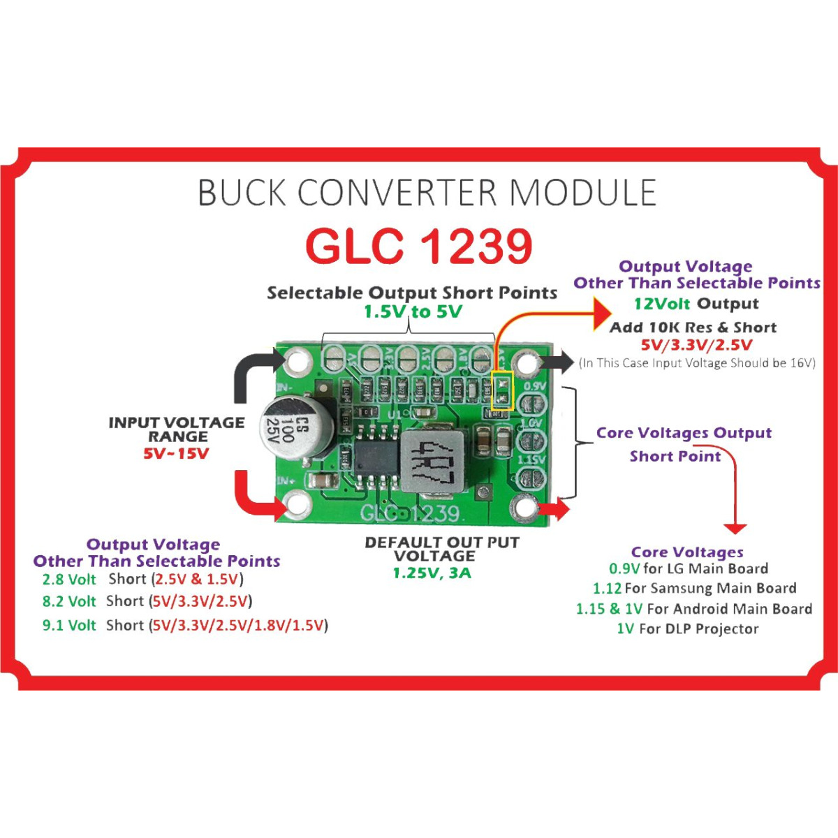 Adjustable Buck Converter Multi Voltage Module GLC-1239 3A - Image 3