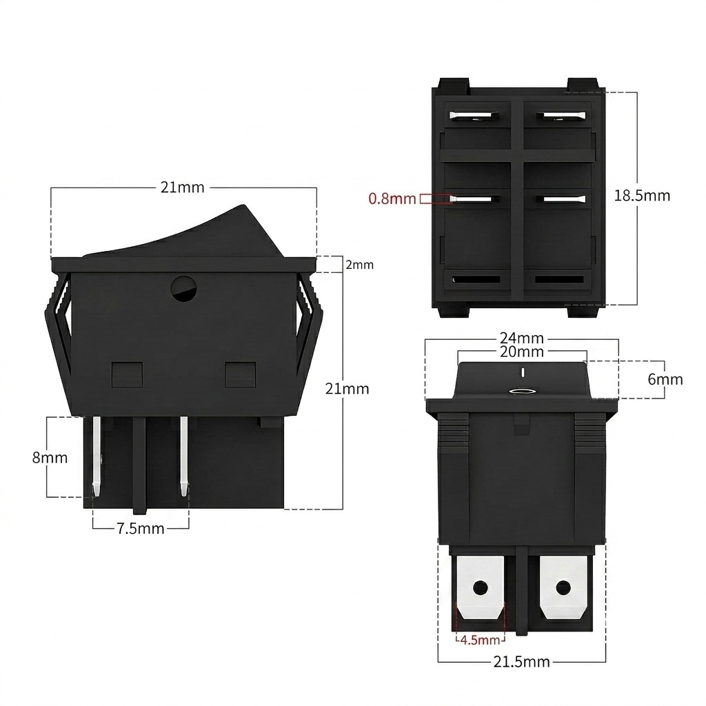 Switch On-OFF 6A 250VAC KCD4 4Pin Dim: 18.5x21.5mm - Image 4