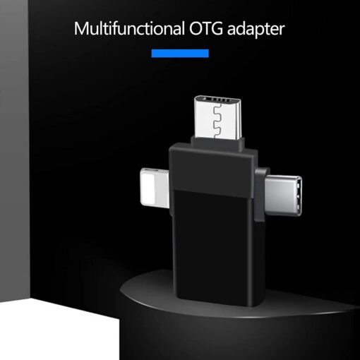 OTG Multifunction 3 in 1 Micro USB/Lightning/USB-C to USB 3.0 Female For Transfer Data SX-39 - Image 3