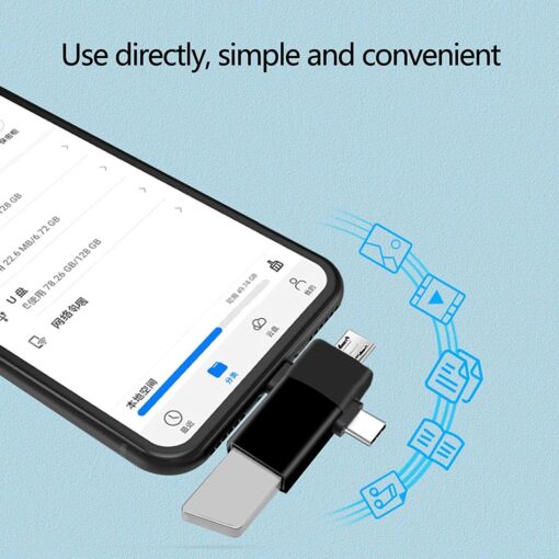 OTG Multifunction 3 in 1 Micro USB/Lightning/USB-C to USB 3.0 Female For Transfer Data SX-39 - Image 4