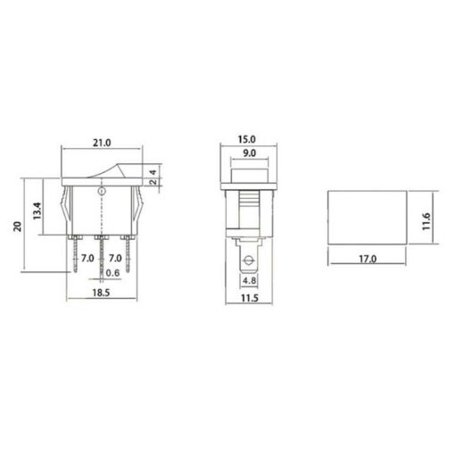 Rocker Switch SPDT 2 Position ON-ON 6A/250VAC 10A/125VAC 3 Pin Mounting Hole:17x11.6mm (Red) - Image 3