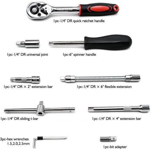 Professional Repair Tool Ratchet Wrench Socket Carry Case Set 46 pcs - Image 4