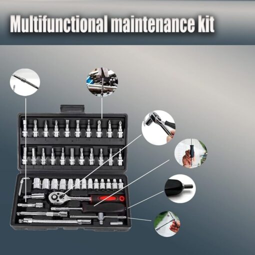 Professional Repair Tool Ratchet Wrench Socket Carry Case Set 46 pcs - Image 6
