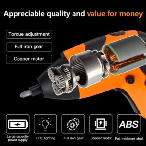 Cordless Rechargeable Screwdriver 4.8V 200RPM 3Nm - Image 4