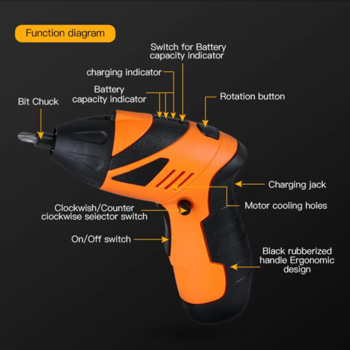 Cordless Rechargeable Screwdriver 4.8V 200RPM 3Nm - Image 3