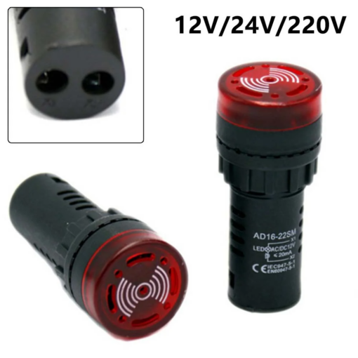 Flash Buzzer AD16-22SM 24VAC/DC Red - Image 2