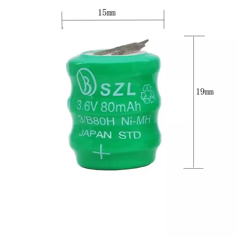 Rechargeable 3/B80H Ni-MH Battery Solder Terminal 3.6V 80mAh - Image 2