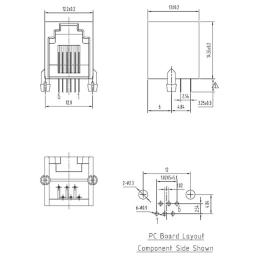 RJ11 Female PCB Socket 6 Pin - Image 4