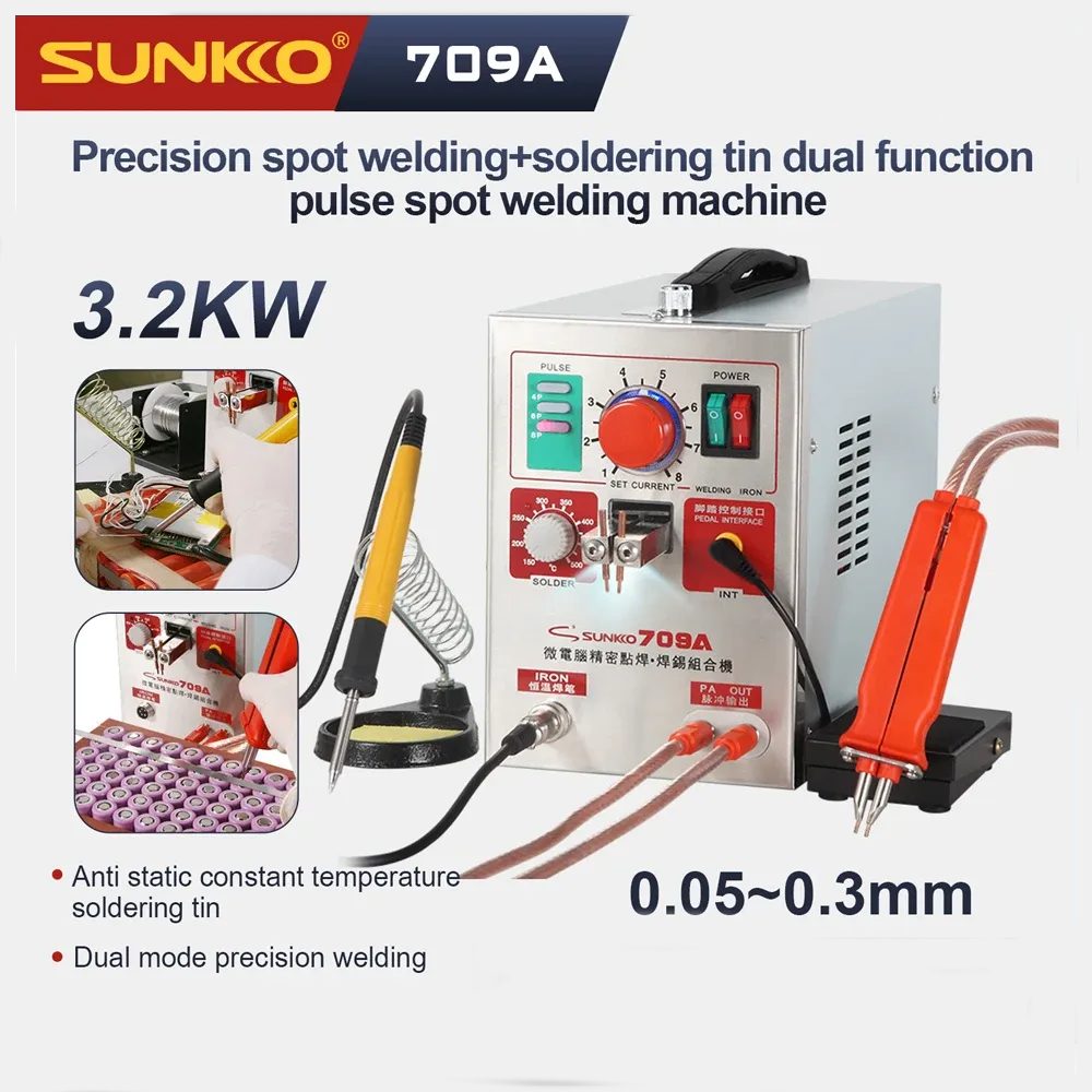 SUNKKO 709A Pulse Spot Welder Machine 3.2KW with Soldering Iron - Image 2