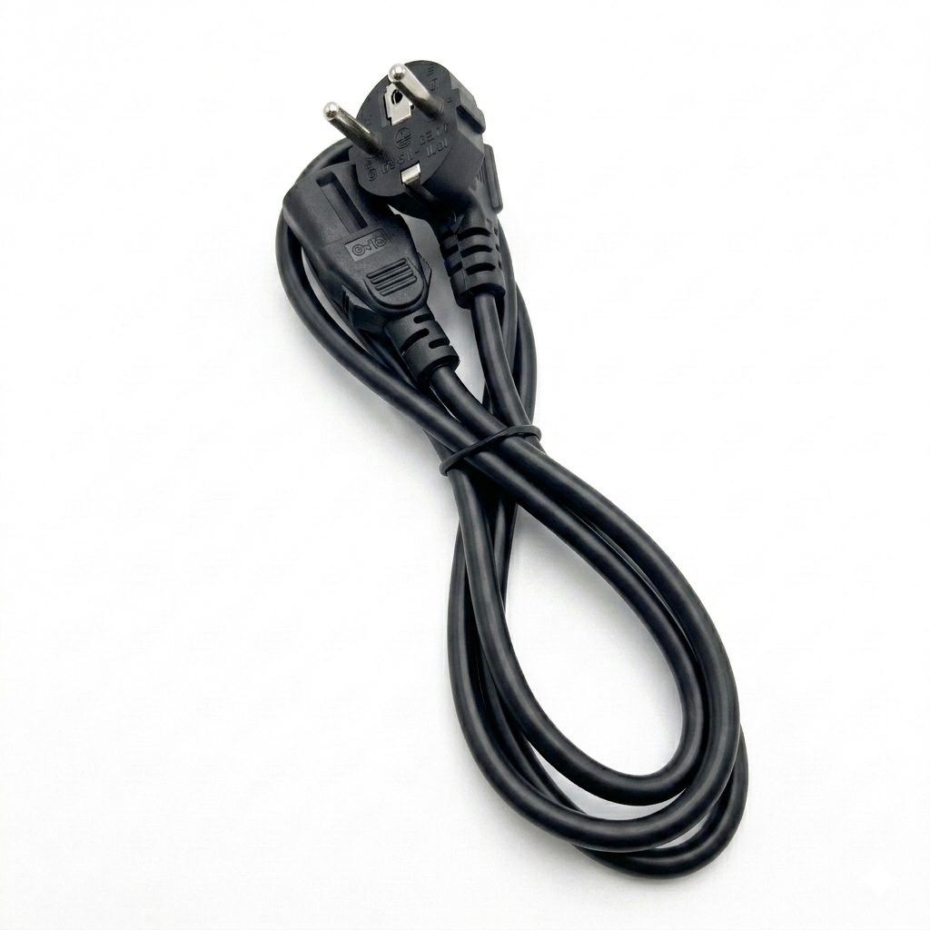 Black 3 Core Power Cable Male Schuko to Female IEC-C13 Plug 6A 1.5meter