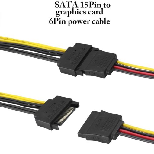 SATA Power Cable Male 15 Pin To PCI-E Female 6 Pin