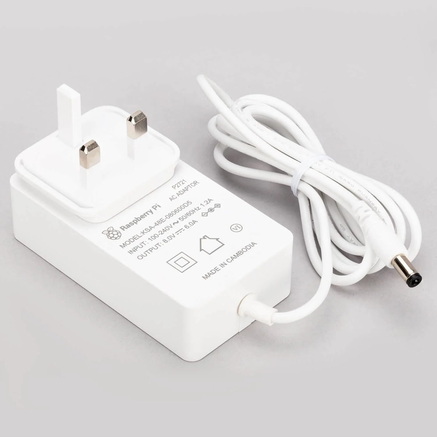 Original white Raspberry Pi Build HAT Power supply 8VDC 6A 5.5/2.1mm