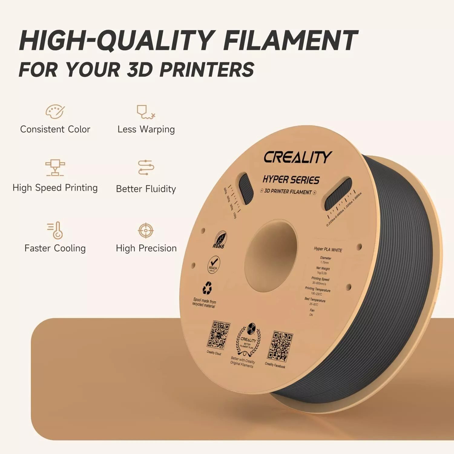 Creality Hyper PLA Filament 1.75mm 1Kg Roll for 3D Printer - Image 6