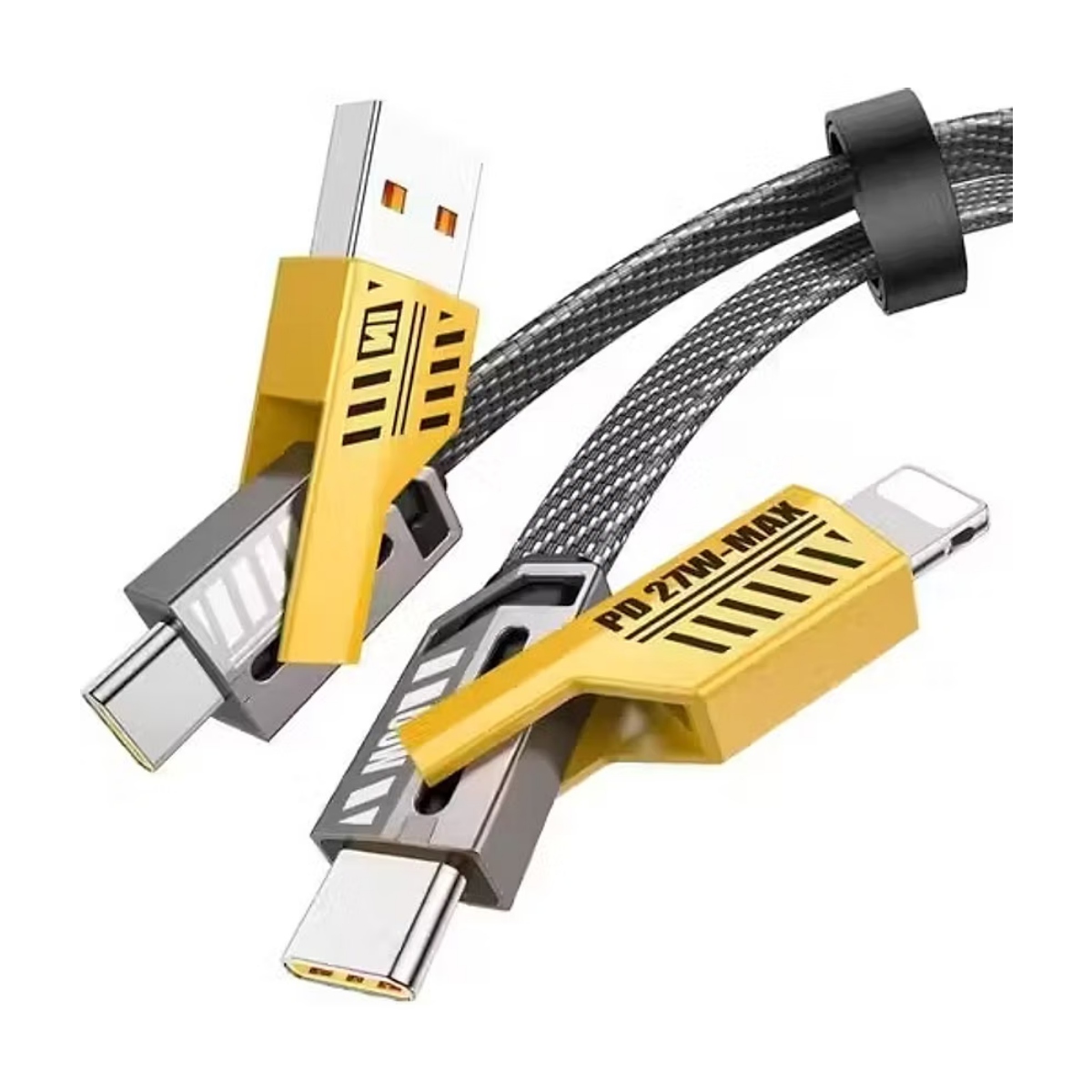 GA-03 Multiple Charging Cable 4 in 1 Lightning, Type-C & Type-A USB 1Meter - Image 3