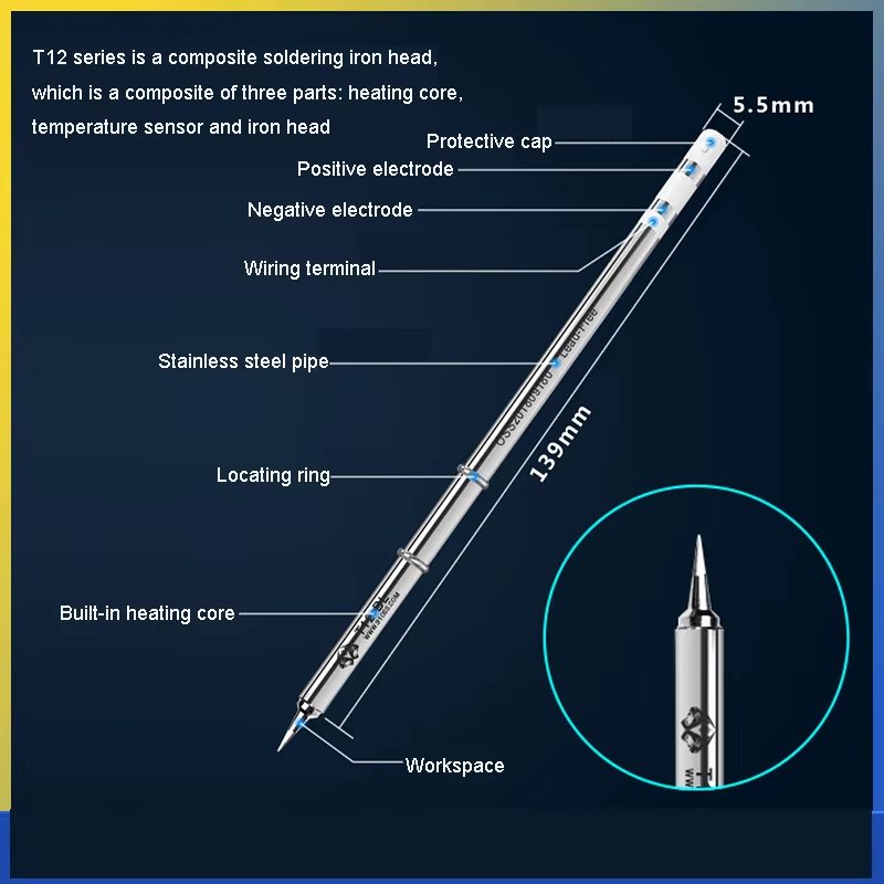 OSS TEAM T12-BL Soldering Iron Tip For Digital Soldering Iron Station - Image 9