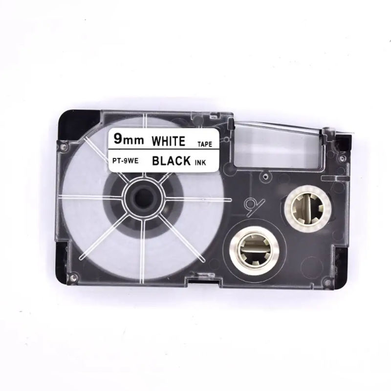 CASIO PT-9WE Laminated Label Tape Cassette Black on White 9mm