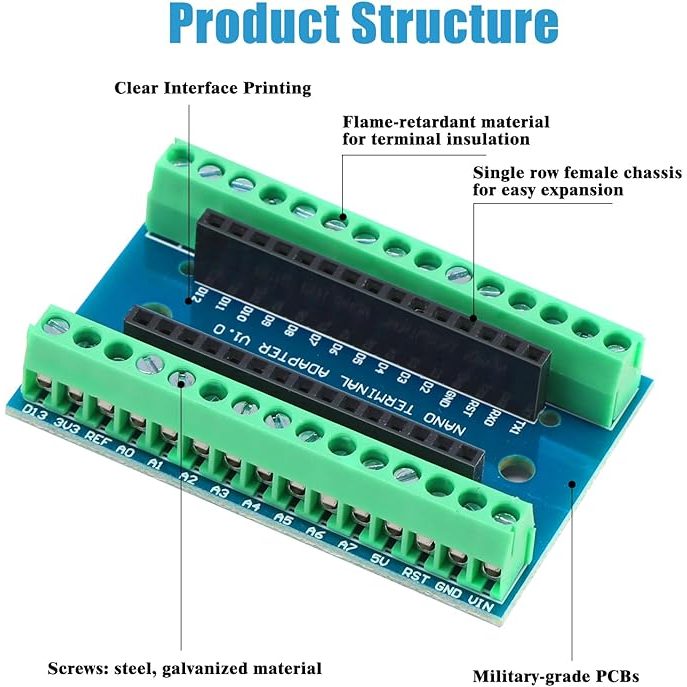 HW-152 Terminal Adapter Shield for Arduino Nano - Image 2
