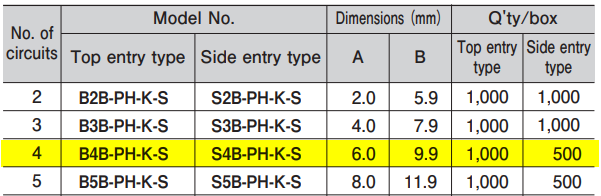 B4B-PH-S JST PH Data Terminal Male 4 Pin Connector Header 2mm