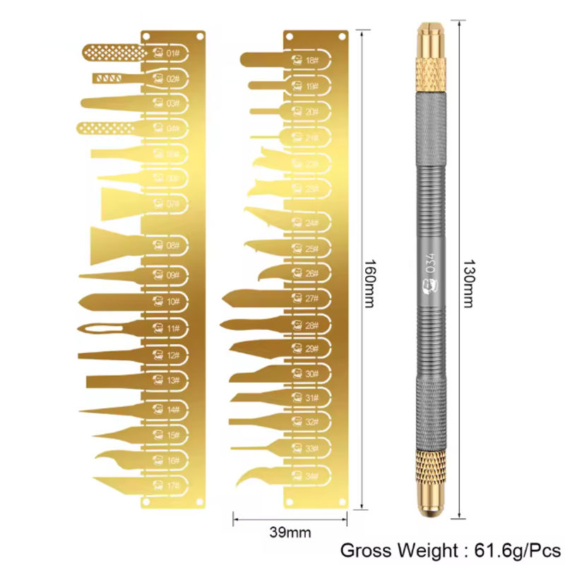 Mechanic 034 Metal Double-End Knife Set with 34 Blades - Image 2