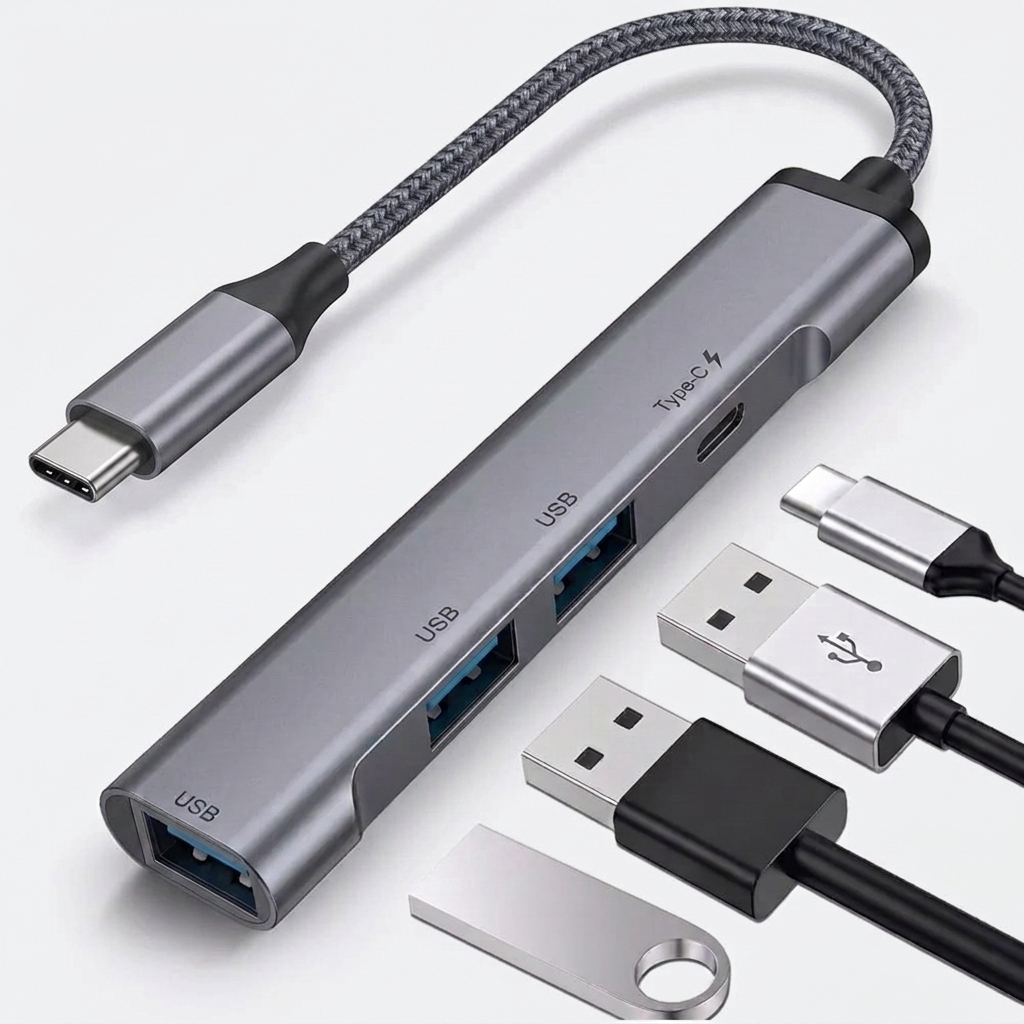 USB Type-C To USB HUB Converter 4 Ports 3 USB-A & USB TYPE-C
