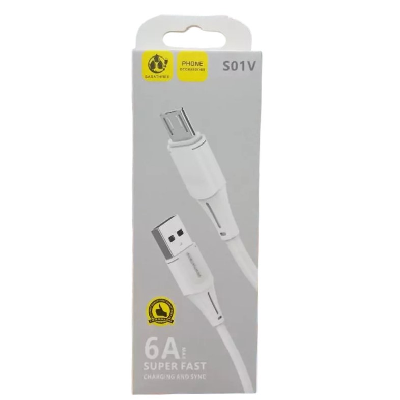 SASATHREE S01V Micro USB TO USB Data Cable 90cm 6A