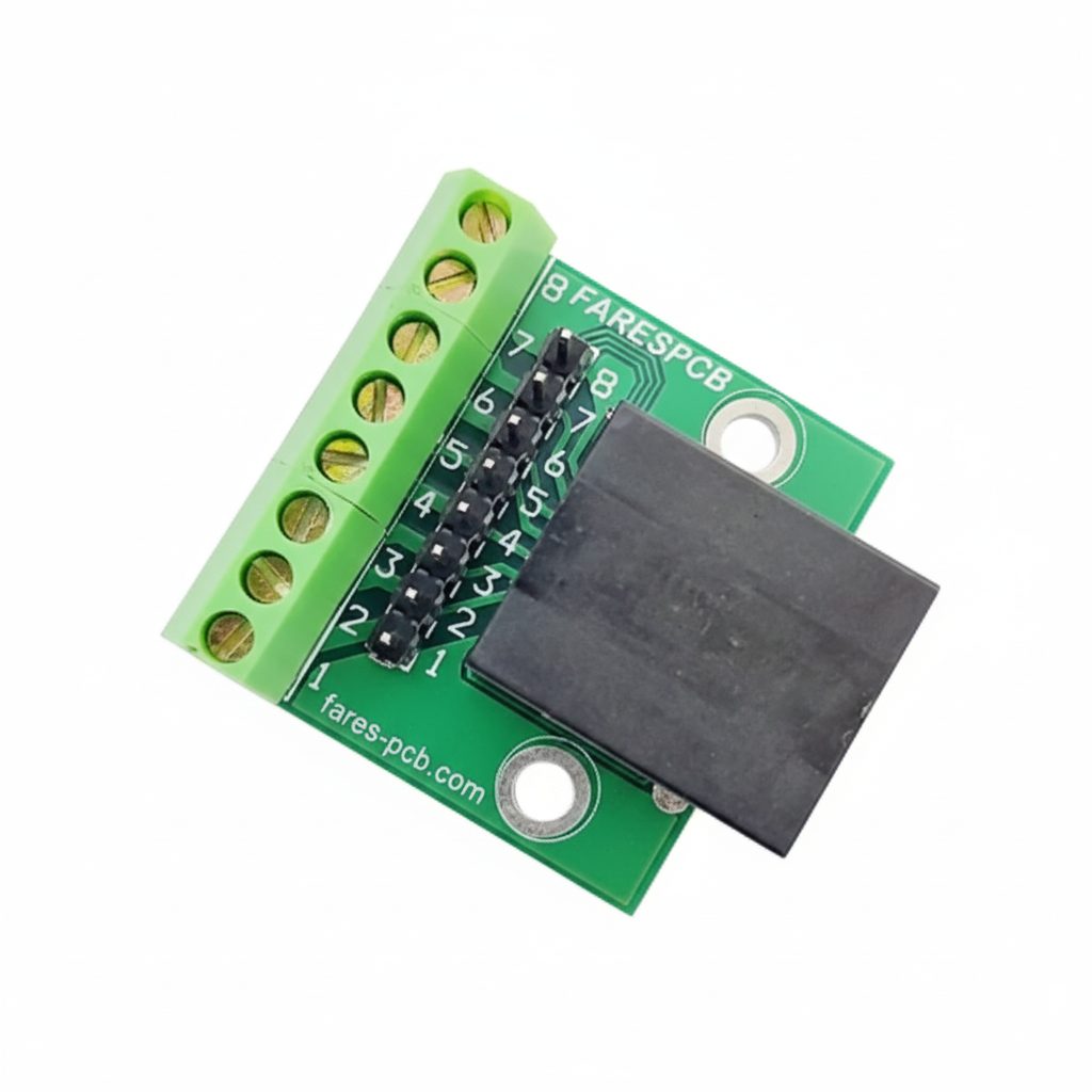 RJ45 to T.Block + Pin Header (Horizontal plugging) Breakout Board