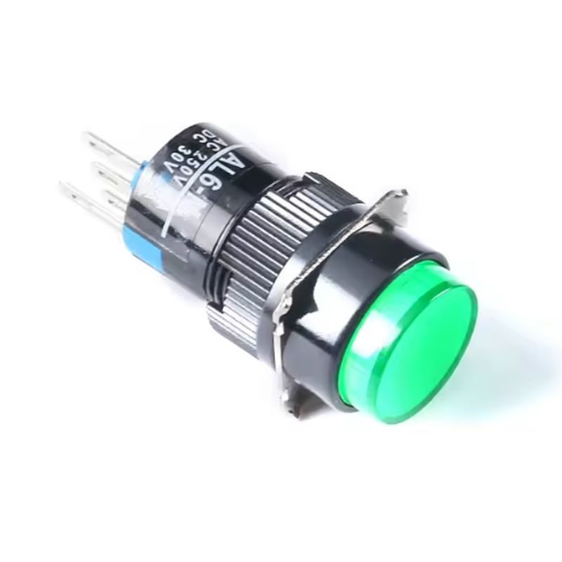 AL6-M Green Round Push Button with LED 220VAC 16mm 5 Pin - Image 3