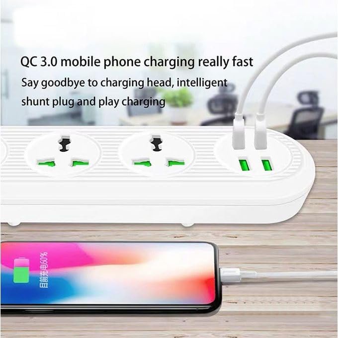 X-SCOOT XS-506 Power Socket With 3-Electric Plugs & 4-USB Ports 2Meter - Image 3