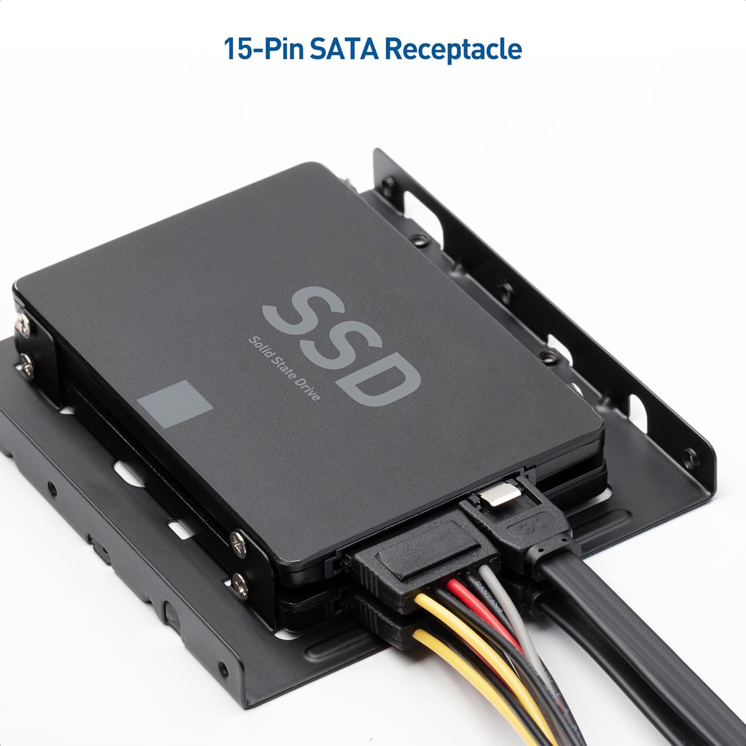 SATA To Dual 4-Pin Molex Splitter Cable - 15 Pin Power Y Connector For Hard Drives
