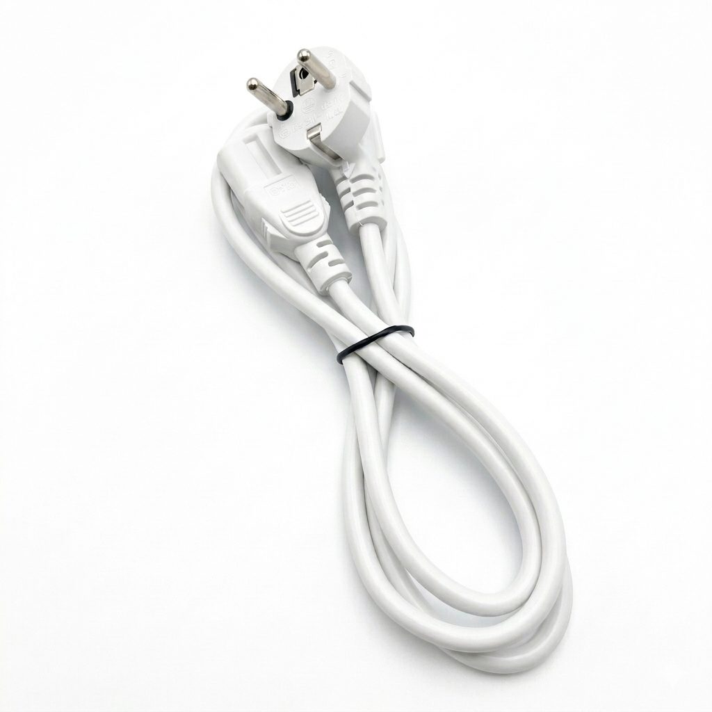 White 3 Core Power Cable Male Schuko to Female IEC-C13 Plug 10A 1.5meter