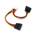 SATA Y Power Adapter Cable 4-Pin Molex Plug Connector to 2 X 15-Pin SATA Socket