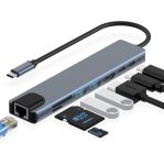 USB Type-C HUB 8 IN 1 2USB Port + 2Type-C USB Port + SD/TF Card reader + HDMI + RJ45