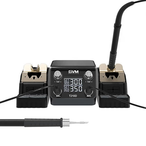 GVM T210D Dual Station Thermostatic Digital Display Soldering Station for SMD PCB BGA Repair