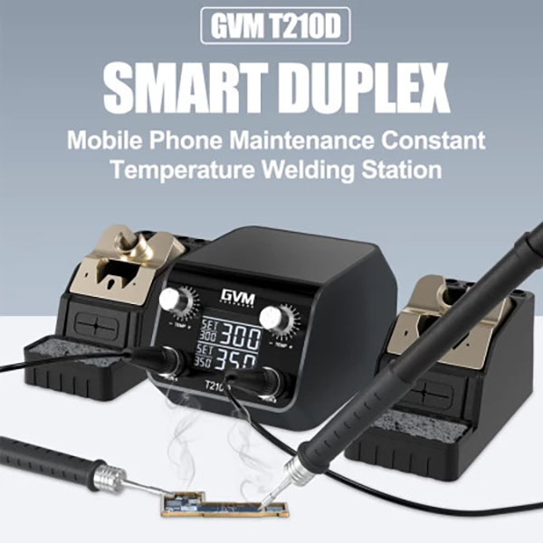 GVM T210D Dual Station Thermostatic Digital Display Soldering Station for SMD PCB BGA Repair - Image 7