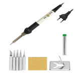 Fujikaya 908 Soldering Iron 60W with Temp Control + 5 Tips + Sponge + Iron Stand