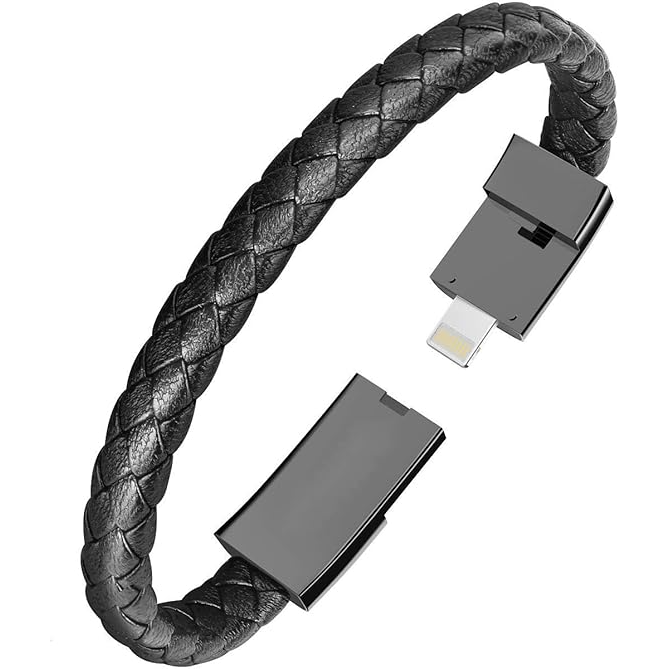 Leather Bracelet Wrist Strap USB A to Lightning Cable - Image 3
