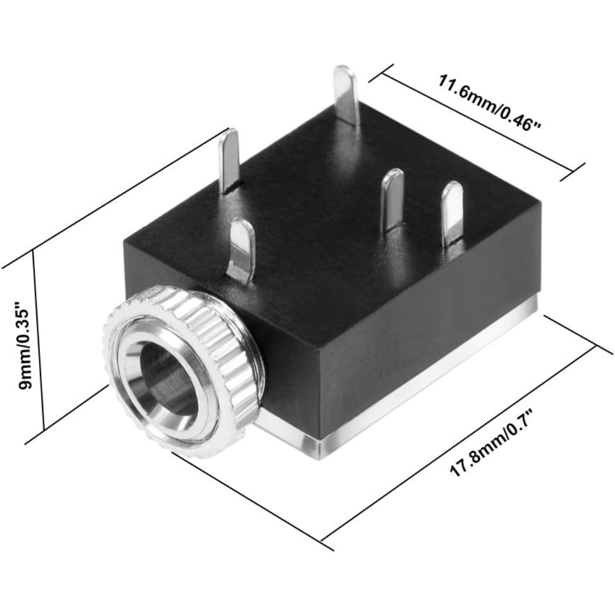 Audio Plug Female PCB Mount 3.5mm PJ-324 - Image 3