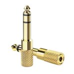 AUX Audio 3.5mm Female to 6.35mm Male Converter Gold
