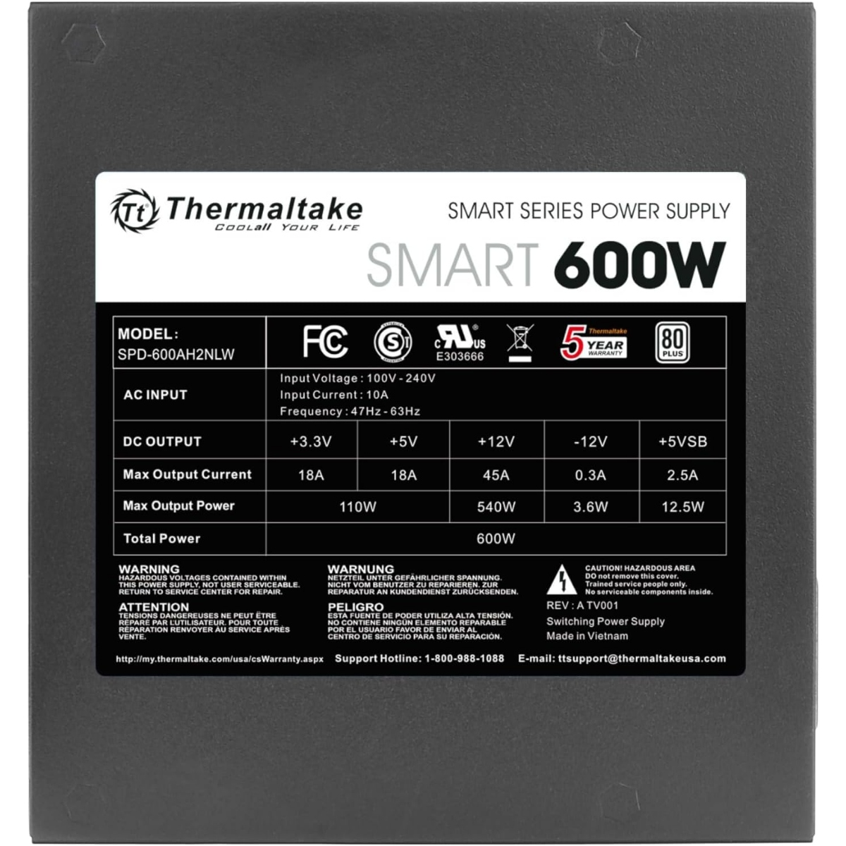 Thermaltake SPD-600AH2NLW SMART Power Supply 600W - Image 6