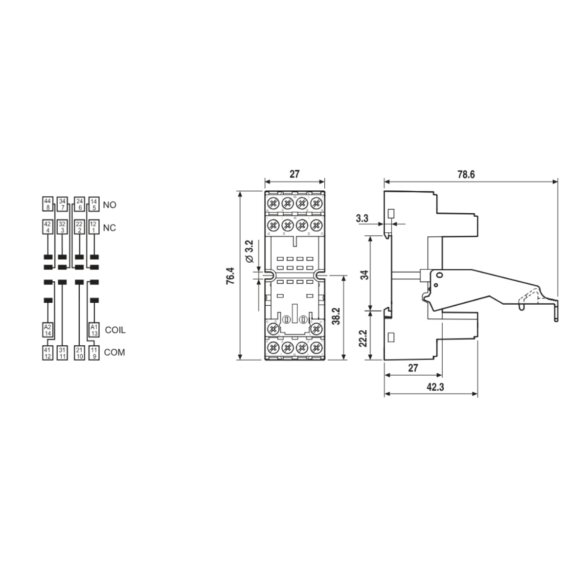 POTRIC Electromagnetic Relay 55.34 4PDT 5A 14 Pin with RT704 Socket - Image 4