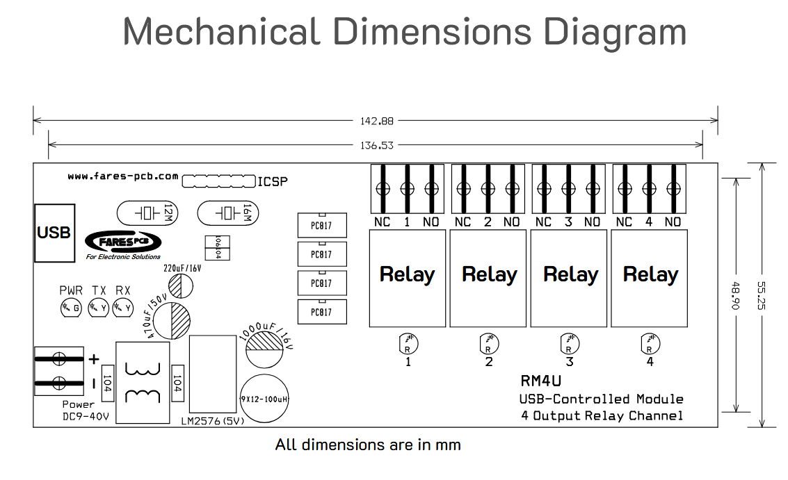 R4 Relay Module RM4U USB Controlled Relay Module 4-Channel