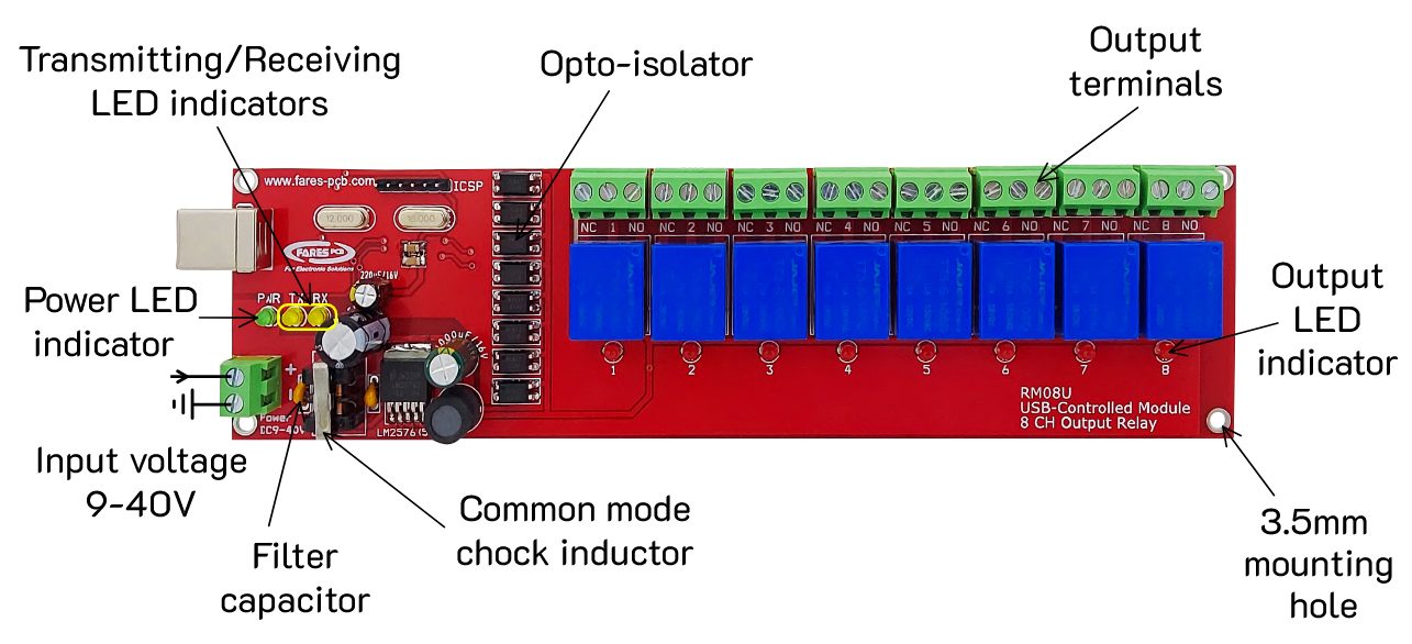 RM8U USB Controlled Relay Module 8-Channel