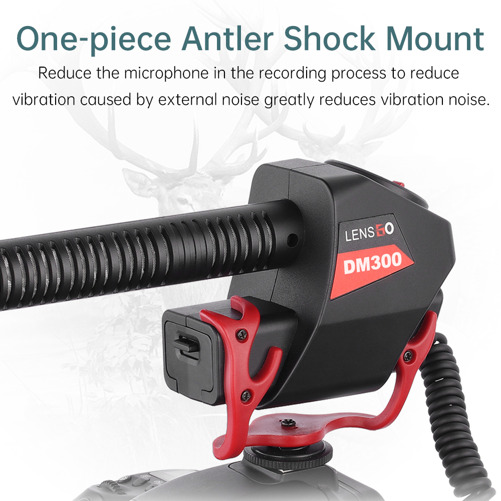 LENSGO LYM-DM300 On-Camera Shotgun Microphone Super cardioid for DSLR Cameras Audio Recorders - Image 3