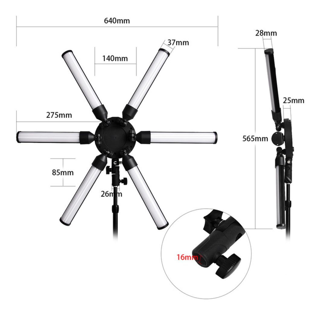 HD-60X Professional Led Star Light 6arm 60W Photo and Video - Image 5