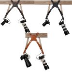 S002 Stylish Double Leather Strap for Two Cameras