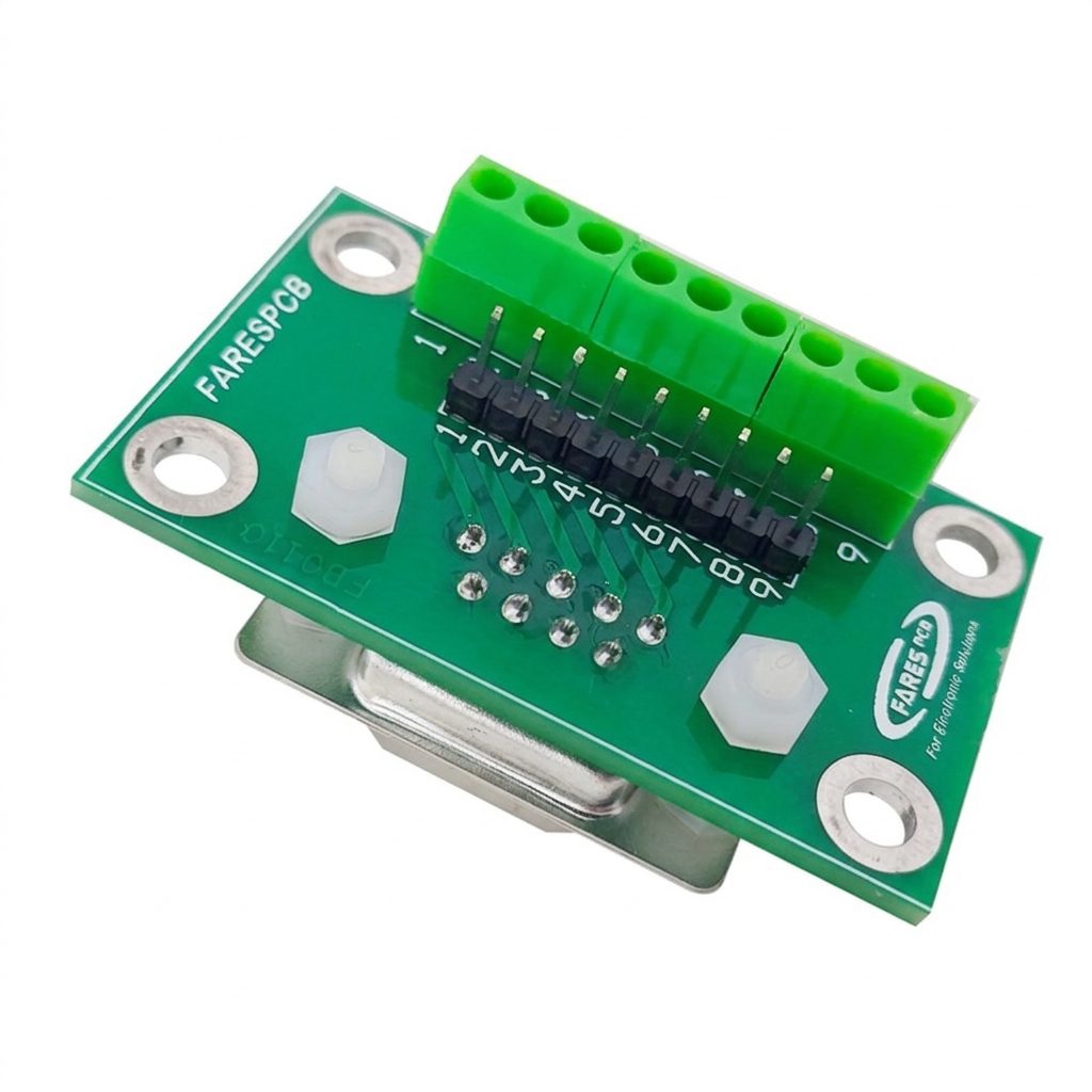 DB9 Vertical Female Breakout Module to Screw Terminal + Pin Header - الصورة 2
