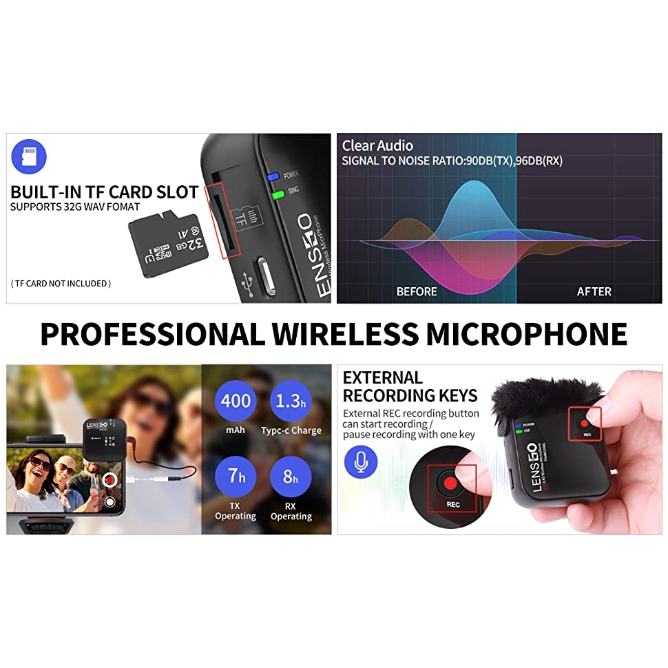LENSGO LWM-348C 2.4Ghz Wireless Lavalier Microphone System - Image 7